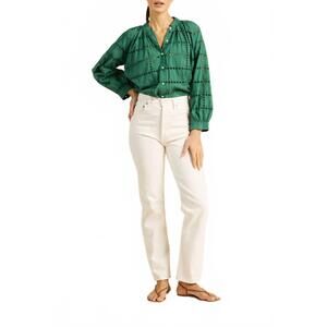 NEW TROVATA mena blouse in emerald eyelet